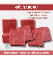 Bitkiselce Saf ve doğal içeriklerle Gül Sabunu  950 gr (8 Kalıp)