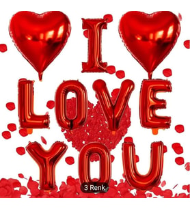 I LOVE YOU FOLYO BALON SET (Kırmızı)