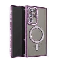 Samsung Galaxy S25 Ultra Kılıf Joke Simli Magneticsafe Kılıf - Derin Mor