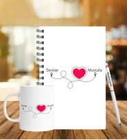 Sevgiliye Özel Ahşap Defter Kalem & Kupa Hediye Seti