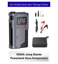#Kompresör 1000A Jump Starter Powerbank Hava Kompresörü 4ü1 Arada Şarjlı Akü Takviye Cihazı 150 PSI