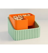 3D Baskı Fıstık Kasesi - Çift Hazneli Kabuk Ayırıcı Sunum Kasesi - Mint Turuncu