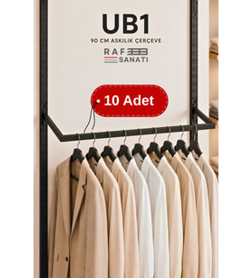 10 Adet - UB1 90 cm U Tipi Mağaza Askılığı – 30 cm Derinlik 40 Hatve - Konik Dikme Profil Uyumlu Elbise Askı Taşıyıcı Siyah