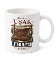 Uşak Plakalı Tarihi Halı Dokuma Tezgahları İlkler Şehri Kupa Bardak Hediye