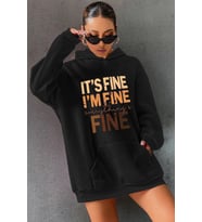 Unisex Oversize Fine Baskılı Sweatshirt (Siyah)