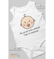 Bu Çocuk Kime Çekmiş? Tabiki Halasına Baskılı Bebek Zıbını – Çıtçıtlı Body  %100 Pamuk Sıfır Kol (Beyaz)