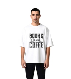 Kitap Kahve Severlerin Nostaljik Tasarımı Baskılı Erkek Oversize Tişört