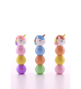 Çocuklara Eğlenceli Renkli 3 Adet 9 Kalemli Unicorn Tasarımlı Fosforlu Kalem Set