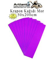 Renkli Krapon Kağıdı 50x200 cm 10 Adet Renkli Grapon Kağıdı Okul Sınıf Etkinlik Kreş Okul Öncesi Kırapon Grafon (Mor)