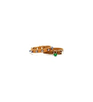 Cattie Gerçek Deriden El Yapımı Boncuklu Kedi Boyun Tasması 1x18-22cm - Camel