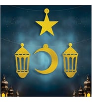 Ramazan Süsü Seti - Yıldız, Hilal ve Fener Figürlü Asmalı Duvar ve Tavan Dekoru (Kırmızı)