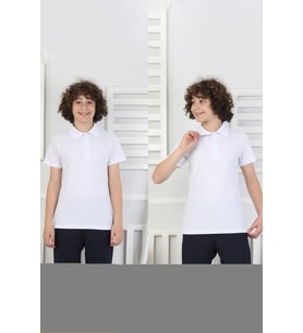 2'li T-Shirt Erkek Çocuk %100 Pamuk Okul Tarz 5-13 Yaş 12277 MODANINO (Beyaz)