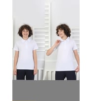 2'li T-Shirt Erkek Çocuk %100 Pamuk Okul Tarz 5-13 Yaş 12277 MODANINO (Beyaz)