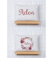 Pia Baby Premium %100 Pamuk İkili İsim Yazılı Kız Bebek Yastık Kılıfı – 35x45 cm Organik Baskı 5008-13 (Ekru)