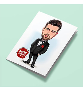 Kişiye Özel Damat Karikatürlü Tebrik Kartı