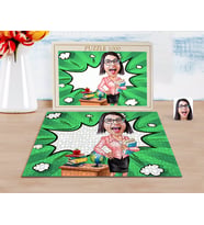 BK Gift Kişiye Özel Kadın Öğretmen Karikatürlü 1000 Parça Profesyonel Puzzle-5