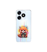 Tecno Spark 10 4G ile Uyumlu Splash Tilki Tasarımlı Şeffaf Silikon Kılıf
