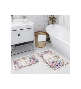 Rovigo Home Dijital Baskılı 2'li Banyo paspas Takımı RVG5066 (Pembe)
