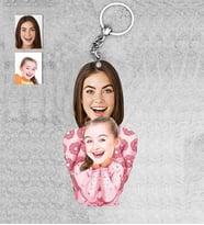 Kişiye Özel Anne Kız Ahşap Anahtarlık-1