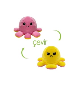 Peluş Duygulu Ahtapot Oyuncak 14 Cm Pembe (Çok Renkli)