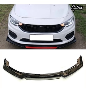 Fiat Egea Tipo Gri Renkli Şeritli Dilli Ön Lip 4 Prç Parlak Siyah ABS