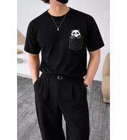 Panda Baskılı Unisex Basic Tişört – Rahat Kesim Günlük Stil