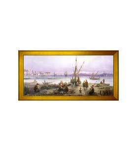 Manzara Temalı Kanvas Tablo 80 x 110 cm Gold Çerçeve