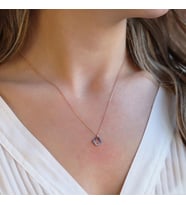 Mini Yonca Figürlü Rose Gold Kaplama Mavi Zirkon Taşlı Gümüş Kolye