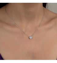 Ucarticaret S-warovski Taşlı Gümüş Kalp Bayan Kolye