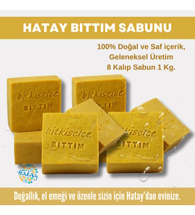 BitkiselceSaf ve doğal içeriklerle Bıttım Sabunu  950 gr (8 Kalıp)