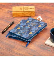 Dival Notebook 13,5x20 cm Mozaik Sert Kapak Noktalı Tarihsiz Dikişli Not Okul Defteri (Koyu Mavi)