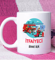 İtfaiyeci Tasarımlı Kişiye Özel Hediye İtfaiyeci Kupa Bardak