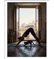 Yoga Yapan Kadın Ve Kedi Dekoratif Kanvas - Mdf Ahşap Tablo