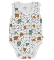 Civil Baby Sevimli Ayıcıklar Empirme 3-36 Ay Çıtçıtlı Badi - Ekru