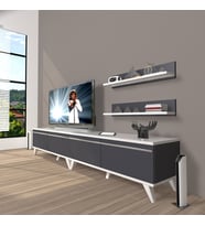 Decoraktiv Eko 200T Mdf Retro Tv Ünitesi Tv Sehpası (Beyaz - Antrasit)