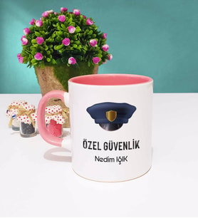 Özel Güvenlik Tasarımlı Kişiye Özel Güvenlik Kupa Bardak Pembe
