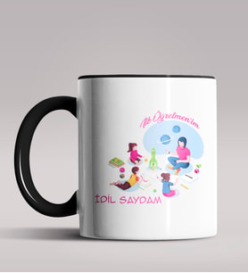 Kişiye Özel İlk Öğretmenim Tasarımlı Siyah Renk Kupa Bardak  (Siyah)