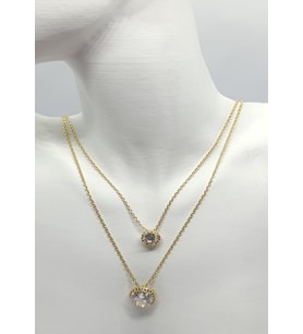 Golden Halo Duo Çift Katmanlı Taş Kolye (40+5 cm)