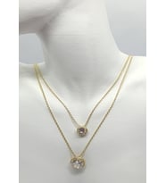 Golden Halo Duo Çift Katmanlı Taş Kolye (40+5 cm)
