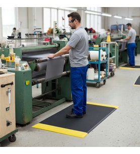 FlorONE Anti-Fatigue Mat Yorgunluk Önleyici İş Yeri Paspası - Sarı Şeritli - 60x90