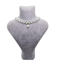 İnci Kolye Choker Damla Sallantı Beyaz Özel  Tasarım   Gelin Balayı Nikah Özel Gün (Düz Beyaz)