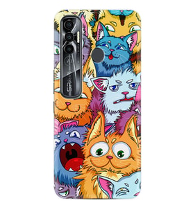 Tecno Spark 6 6 Go 8C 8 Pro 7 7 Spark 9 Pro Kılıf Desemli Silikon Kediler 1723