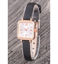 Rose Renk Minimal Kare Kasa Siyah Deri Kordonlu Vintage Retro Kol Saati ST-30435