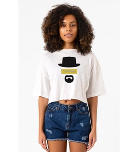 Breaking Bad Yellow Say My Name Head Beyaz Kırçıllı Kadın Crop Tshirt