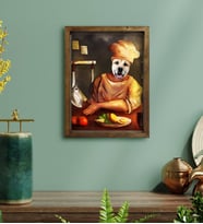 Evcil Dostlara Özel Chef Tasarımlı Portre Doğal Masif Ahşap Çerçeveli Tablo 30x40cm-1