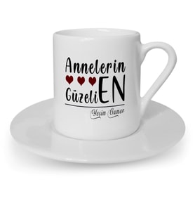 Kişiye Özel Annelerin En Güzeli Tasarımlı Beyaz Kahve Fincanı