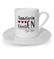 Kişiye Özel Annelerin En Güzeli Tasarımlı Beyaz Kahve Fincanı