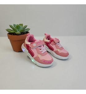 Wisco 018 Pembe Cırtlı Işıklı Bebe Kız Çocuk Spor Ayakkabı