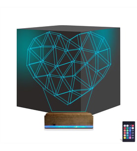 Luvivia Kalp Sevgiliye Hediye Polygonal 3D Lamba - Masa Gece Lambası