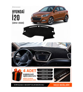 HYUNDAİ İ20 (2014-2020) Uyumlu Torpido Örtüsü Torpido Kılıfı - Siyah Gri